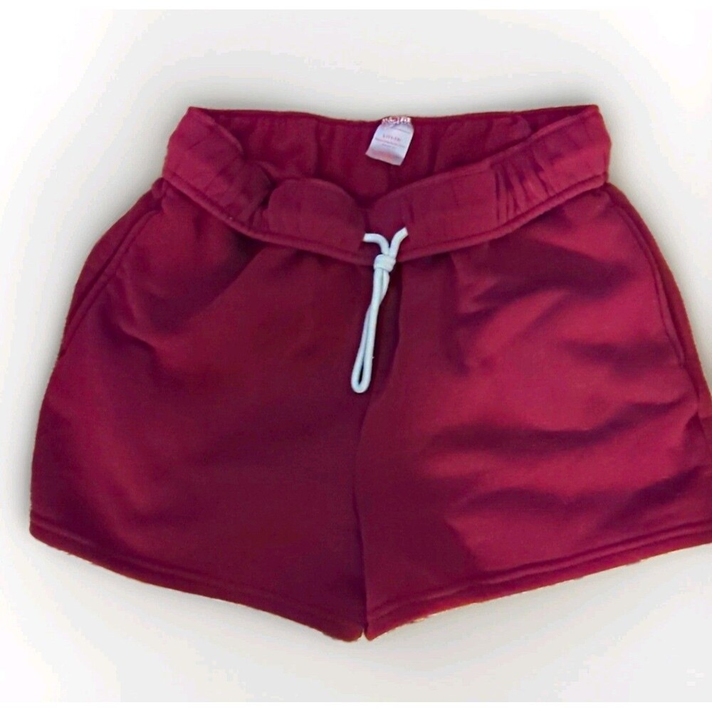 No Boundaries Juniors Burgundy Fleece Sweat Shorts Size L Drawstring Pockets
